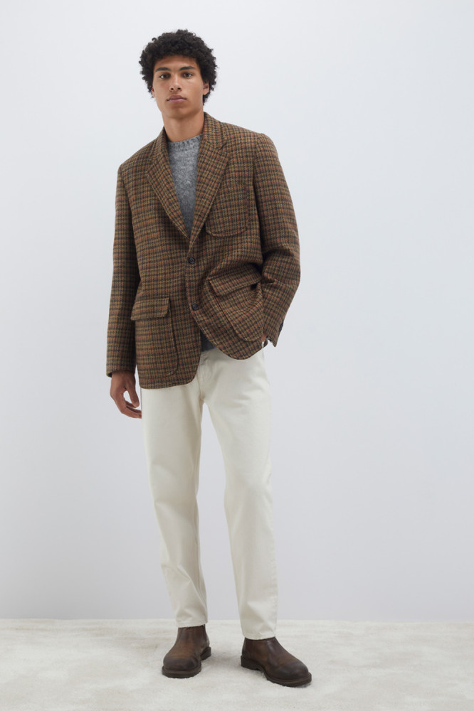 NEW YORK BLAZER IN HOUNDSTOOTH PRINT WOOL