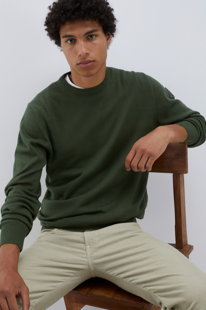 CREW NECK SWEATER IN COTTON 