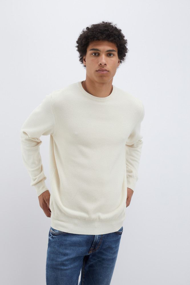 CREW NECK SWEATER IN NEEDLE STITCH COTTON