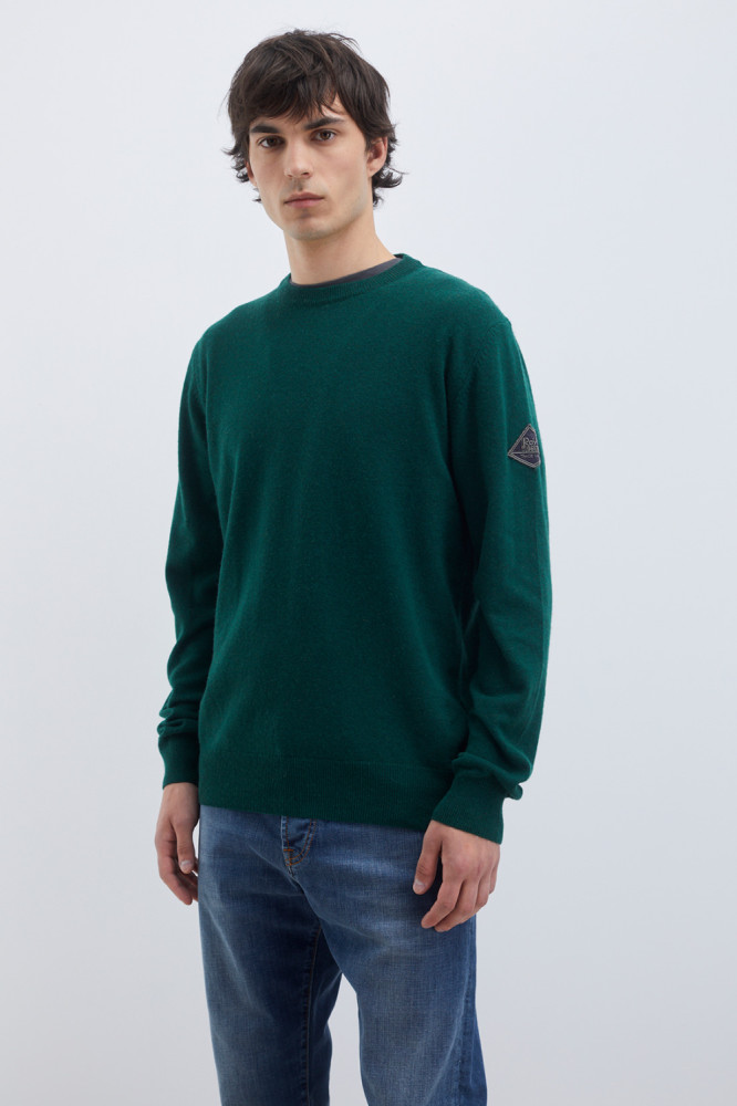 CREW NECK SWEATER IN FIN.12 CASHMERE AND WOOL