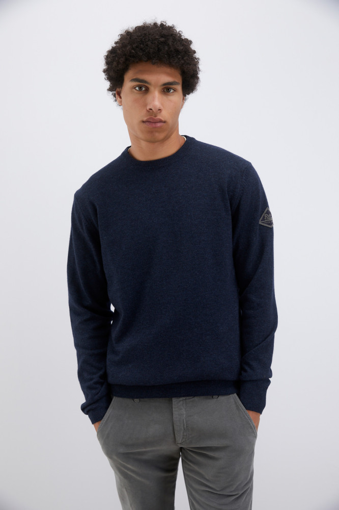 CREW NECK SWEATER IN FIN.12 CASHMERE AND WOOL