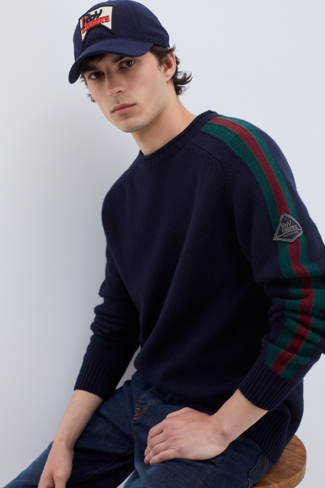 RACING CREW NECK SWEATER IN WOOL AND CASHMERE