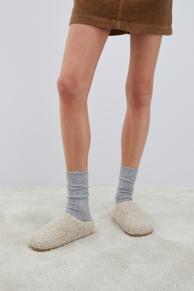 SLIPPERS IN BOUCLE WOOL