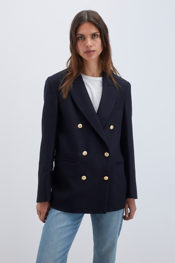 DOUBLE-BREASTED BLAZER IN TWILL