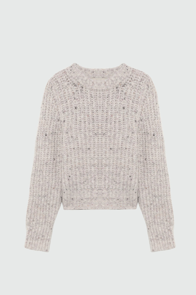 KNOP YARN CREW NECK SWEATER 